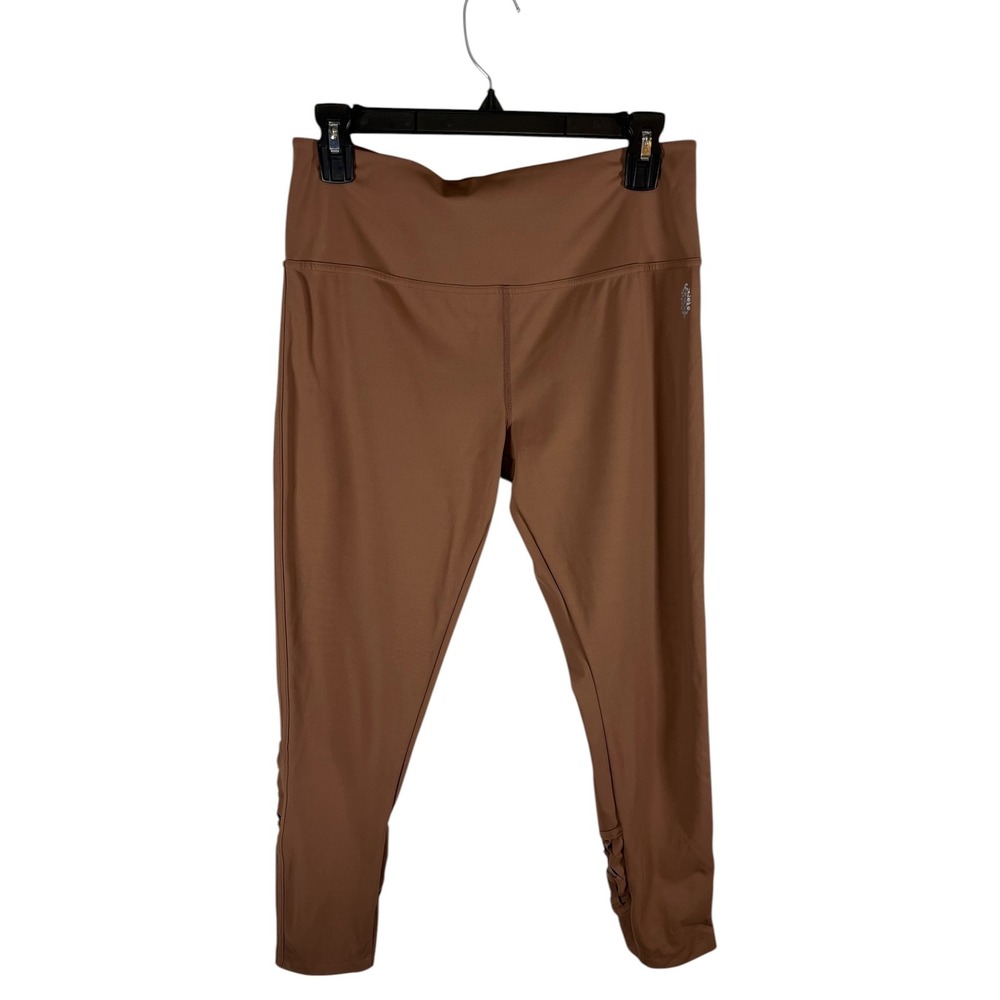 Free People FP Movement Brown High Waisted Lattice Cutout Leggings Large‎ Yoga